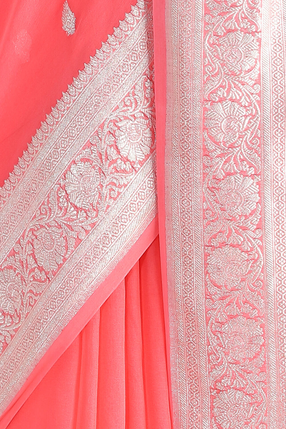 Light Orange Handwoven Banarasi Pure Georgette Saree image number null