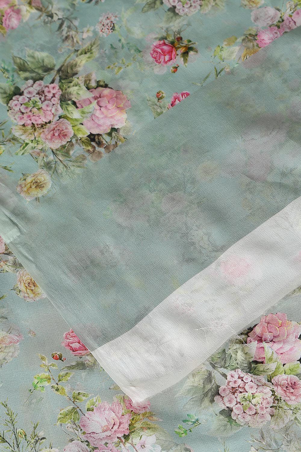 Light Blue  Viscose Crepe Digital Printed Saree image number null