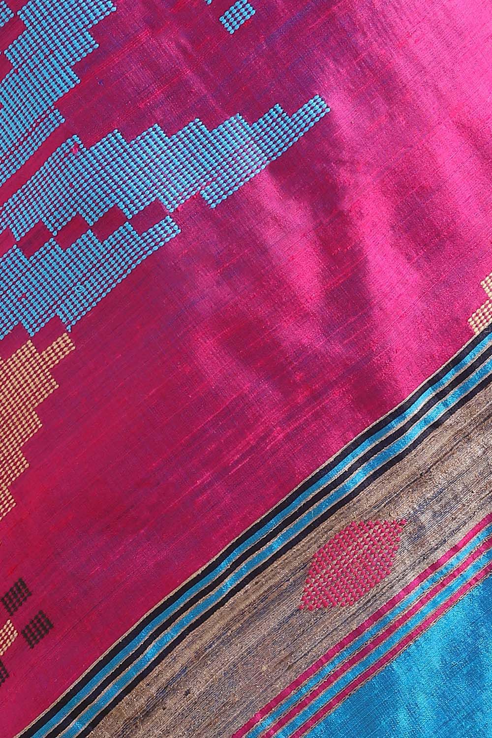 Blue Pure Tussar Silk Bhagalpuri Saree image number null
