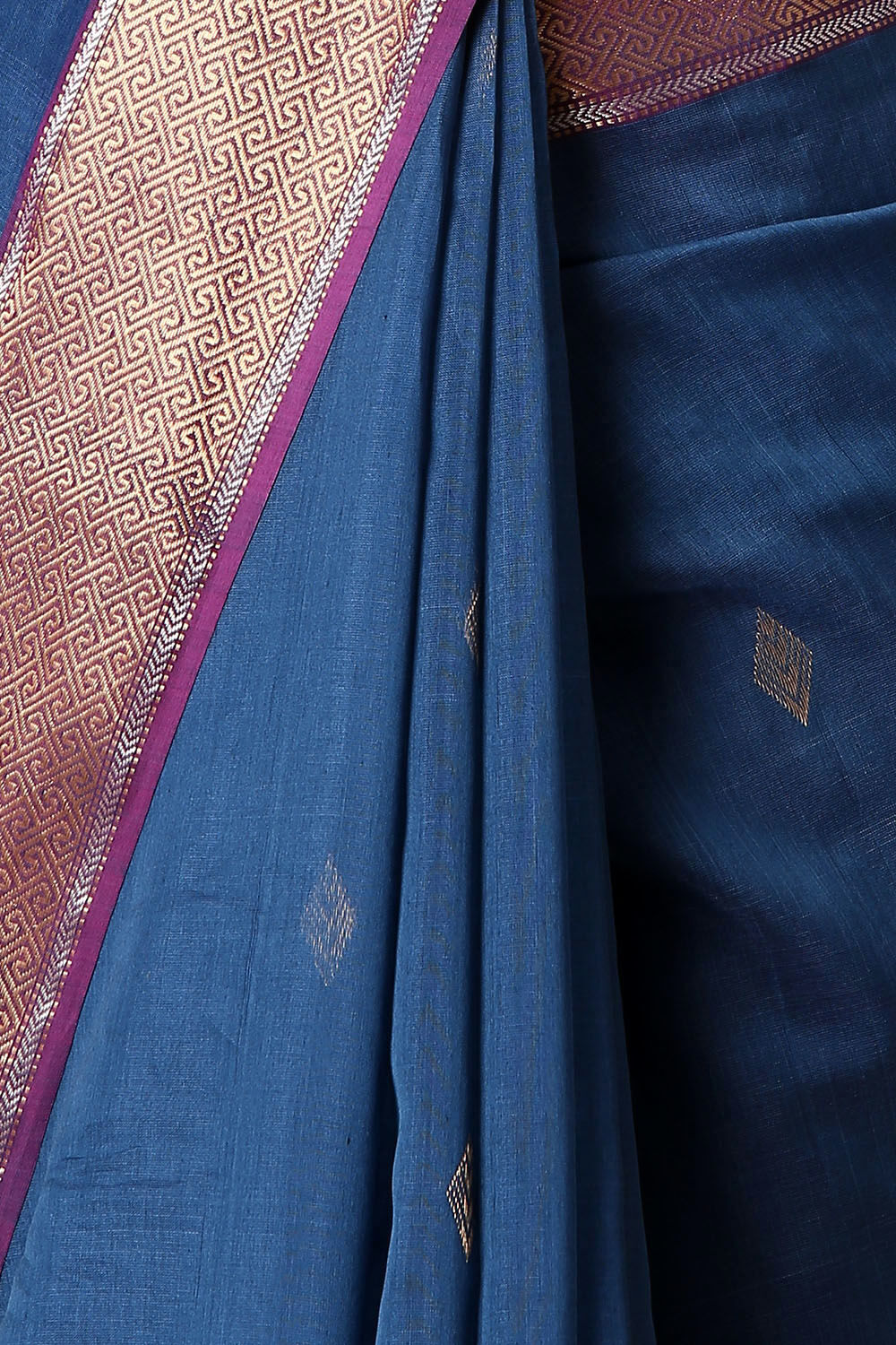 Dark Blue Pure Silk Cotton Maheswari Saree image number null