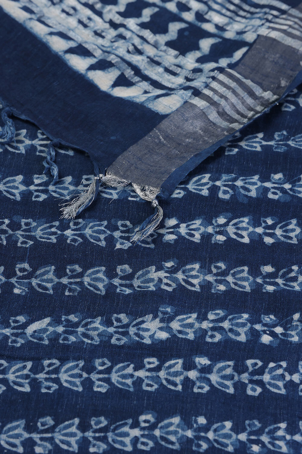 Blue Cotton Viscose Rajasthan Block Printed Saree image number null