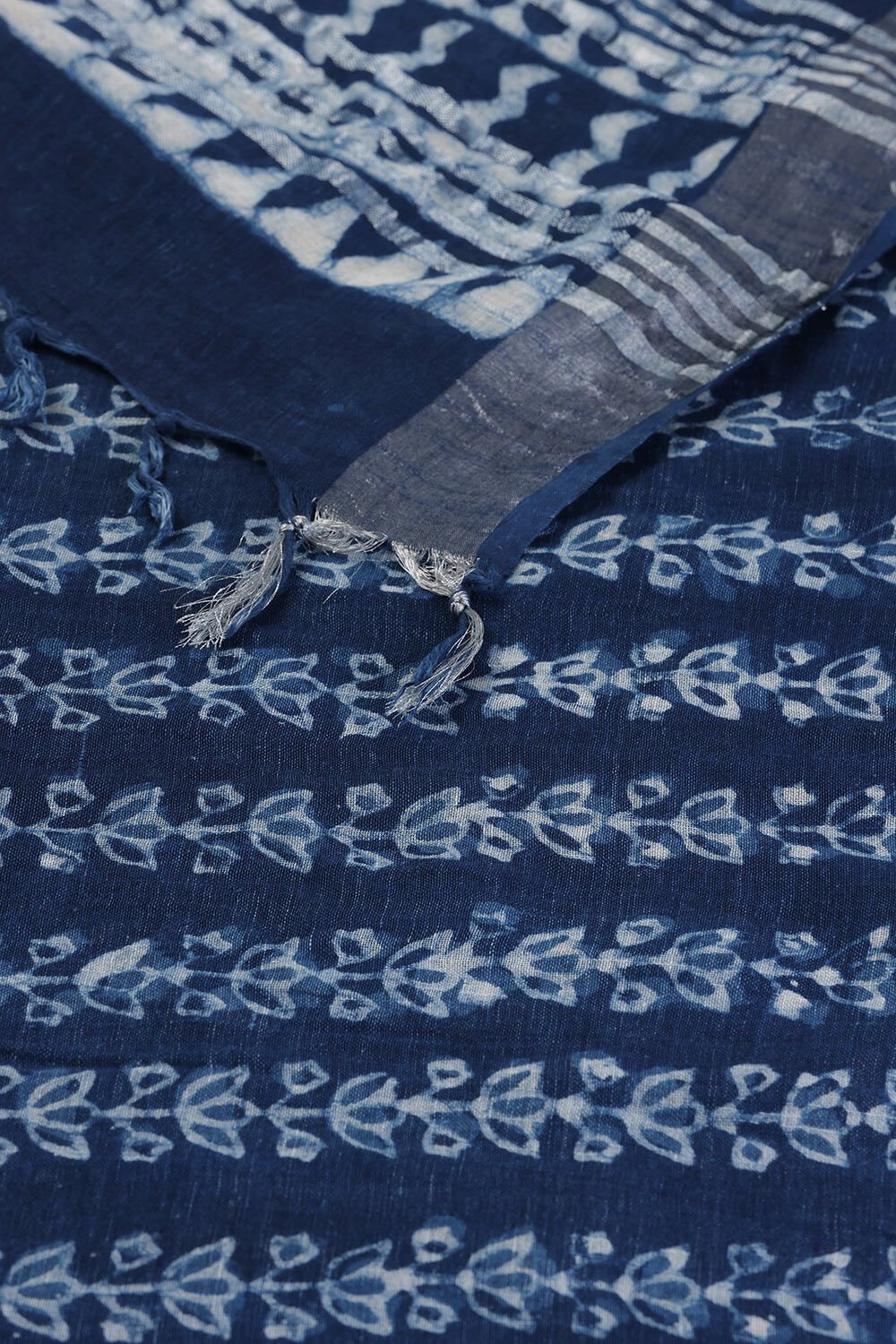 Blue Cotton Viscose Rajasthan Block Printed Saree image number null