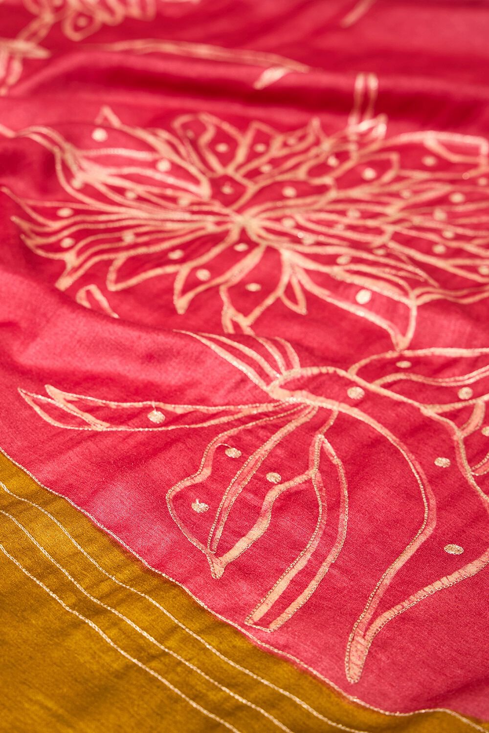 Red Embroidered Pure Tussar Silk Saree image number null