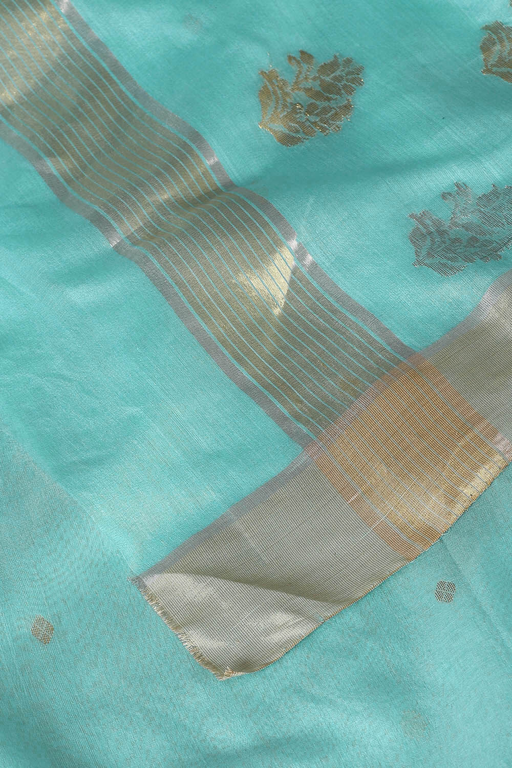 Light Blue Pure Silk Cotton Chanderi Saree image number null