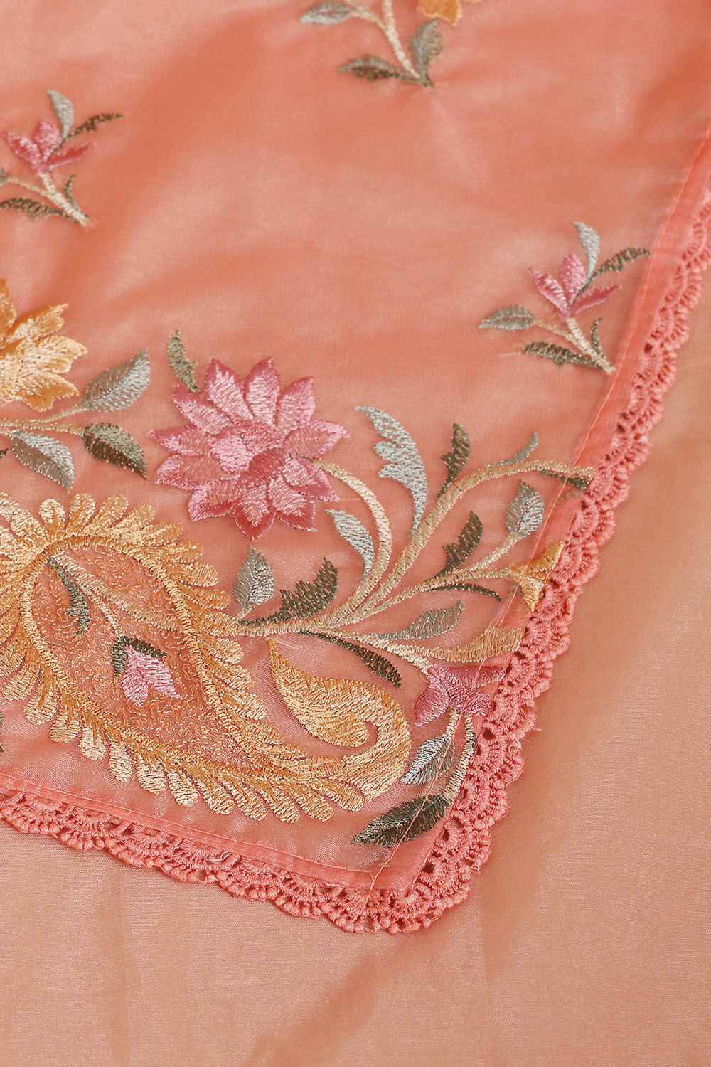 Light Pure Orange Embroidered Saree image number null