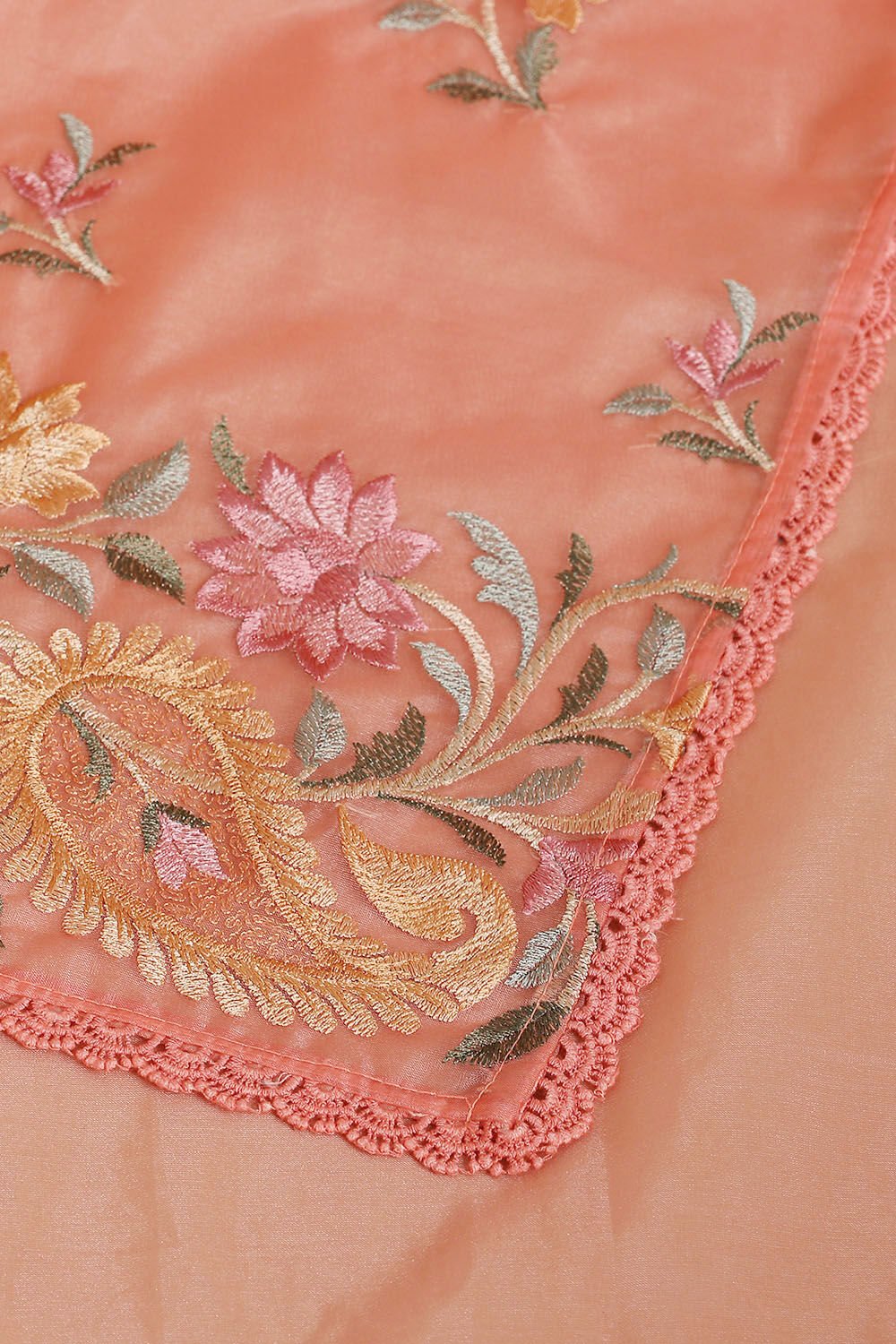 Light Pure Orange Embroidered Saree image number null