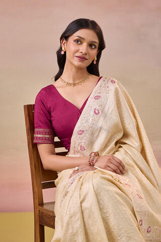 Dark Pink Pure Viscose Embroidered Blouse image number