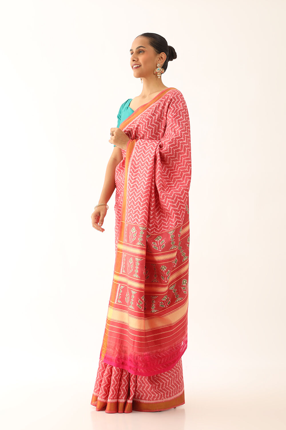 Pink Pure Silk Ikat Patola Saree image number null