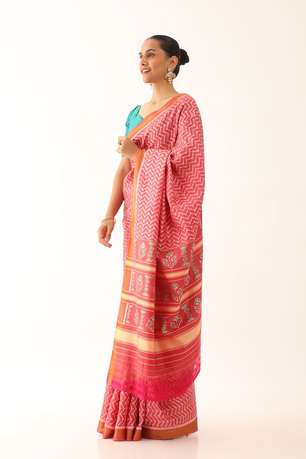 Pink Pure Silk Ikat Patola Saree image number null