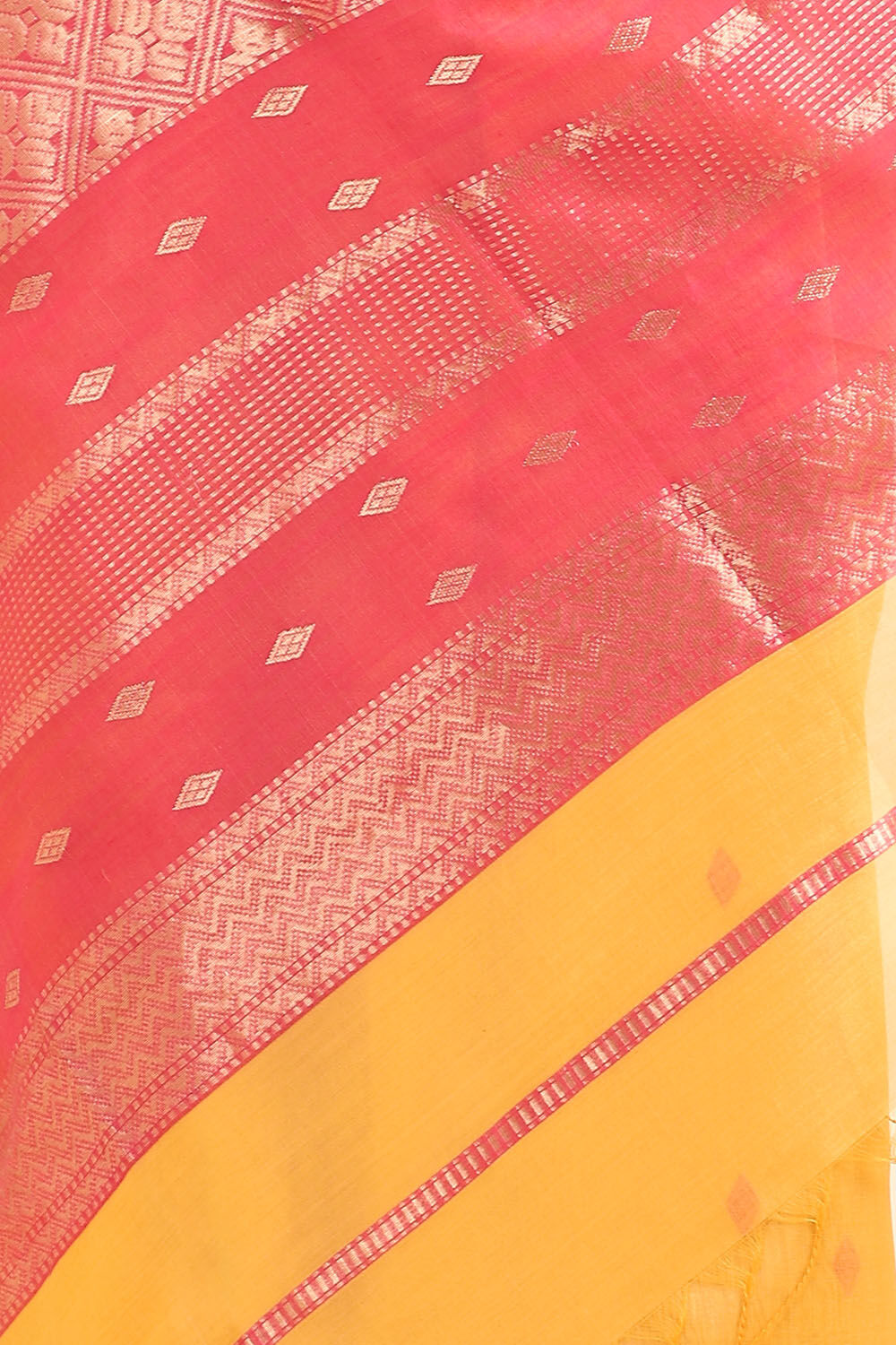 Yellow Pure Silk Cotton Maheswari Saree image number null