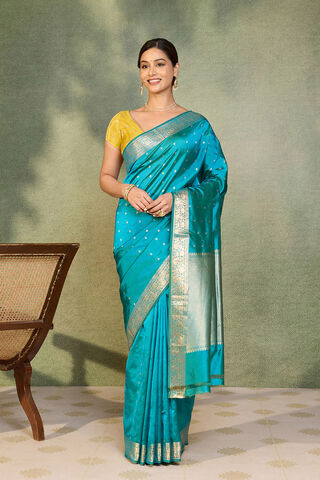 Blue Silk Viscose Cutwork Banaras  Saree thumbnail image number null