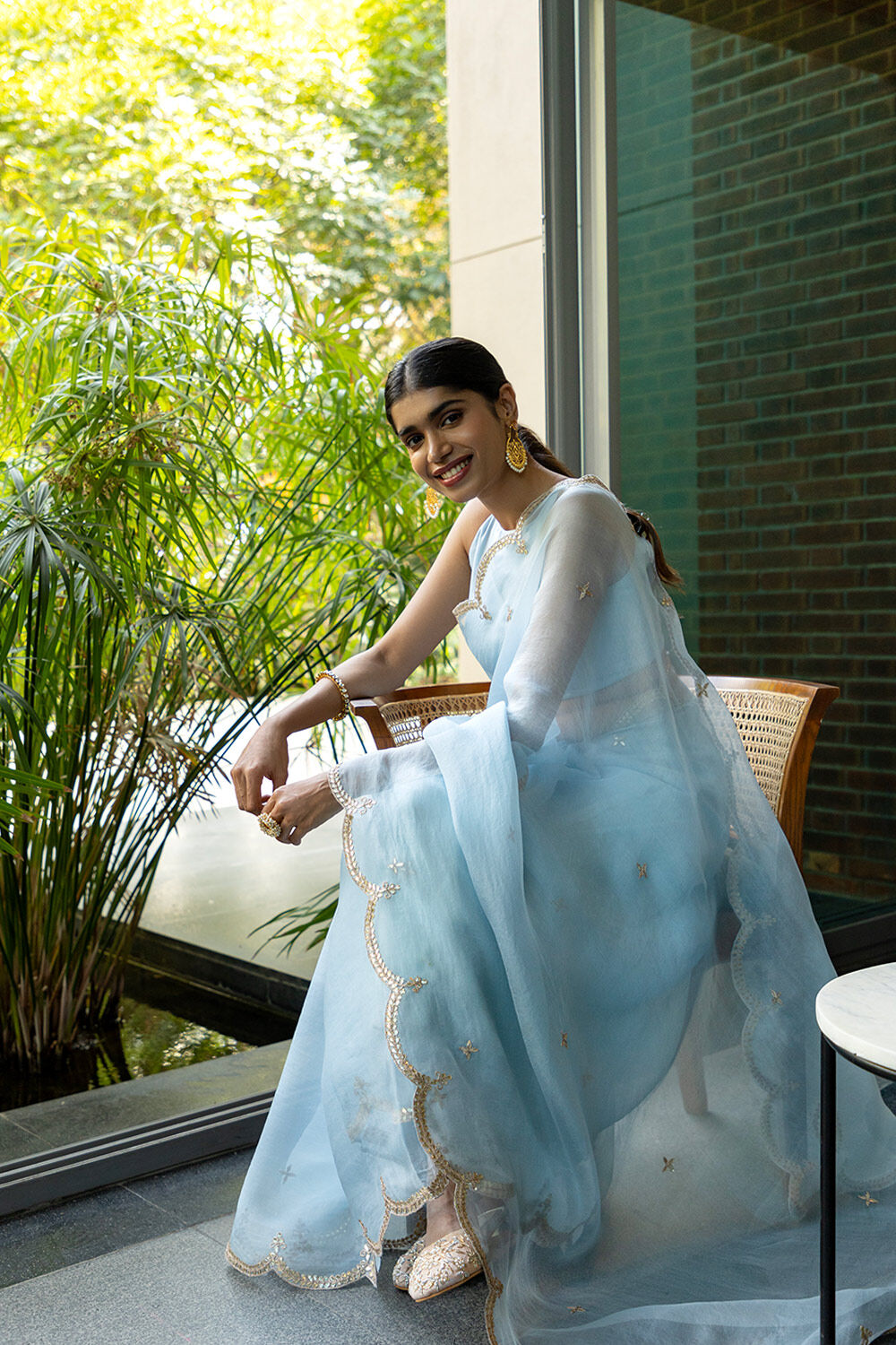 Light Blue Pure Organza GotaPatti Saree image number null