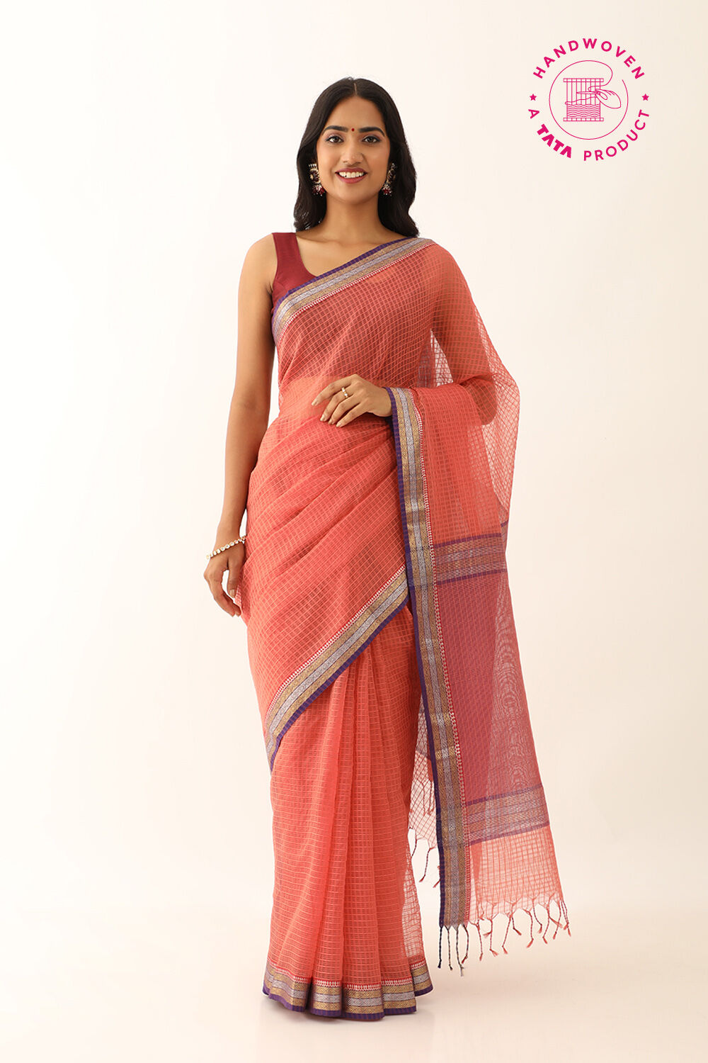 Orange - Original Maheshwari Pure Silk Handloom Stole main image 1