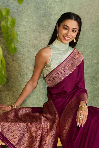 Purple Woven Design Pure Viscose Saree image number
