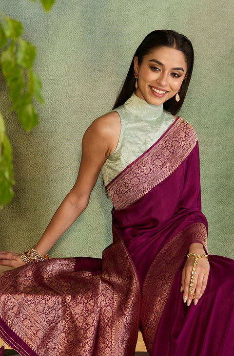 Purple Woven Design Pure Viscose Saree
