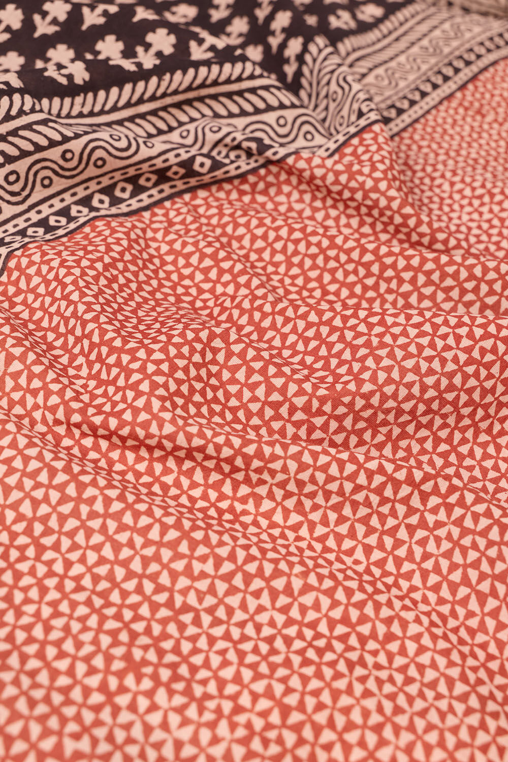 Black Rajasthan Block Printed Pure Cotton Saree image number null