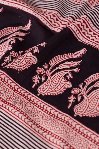 Black Bagh Block Printed Pure Cotton Saree thumbnail image number null