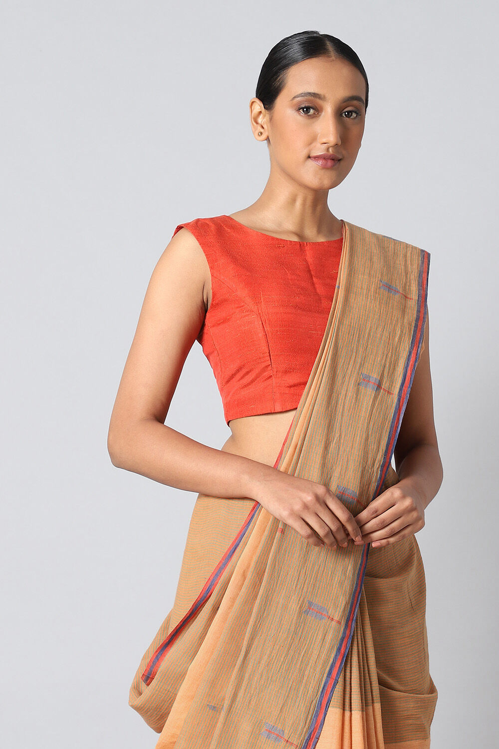 Light Orange Pure Cotton Jamdani Saree image number null