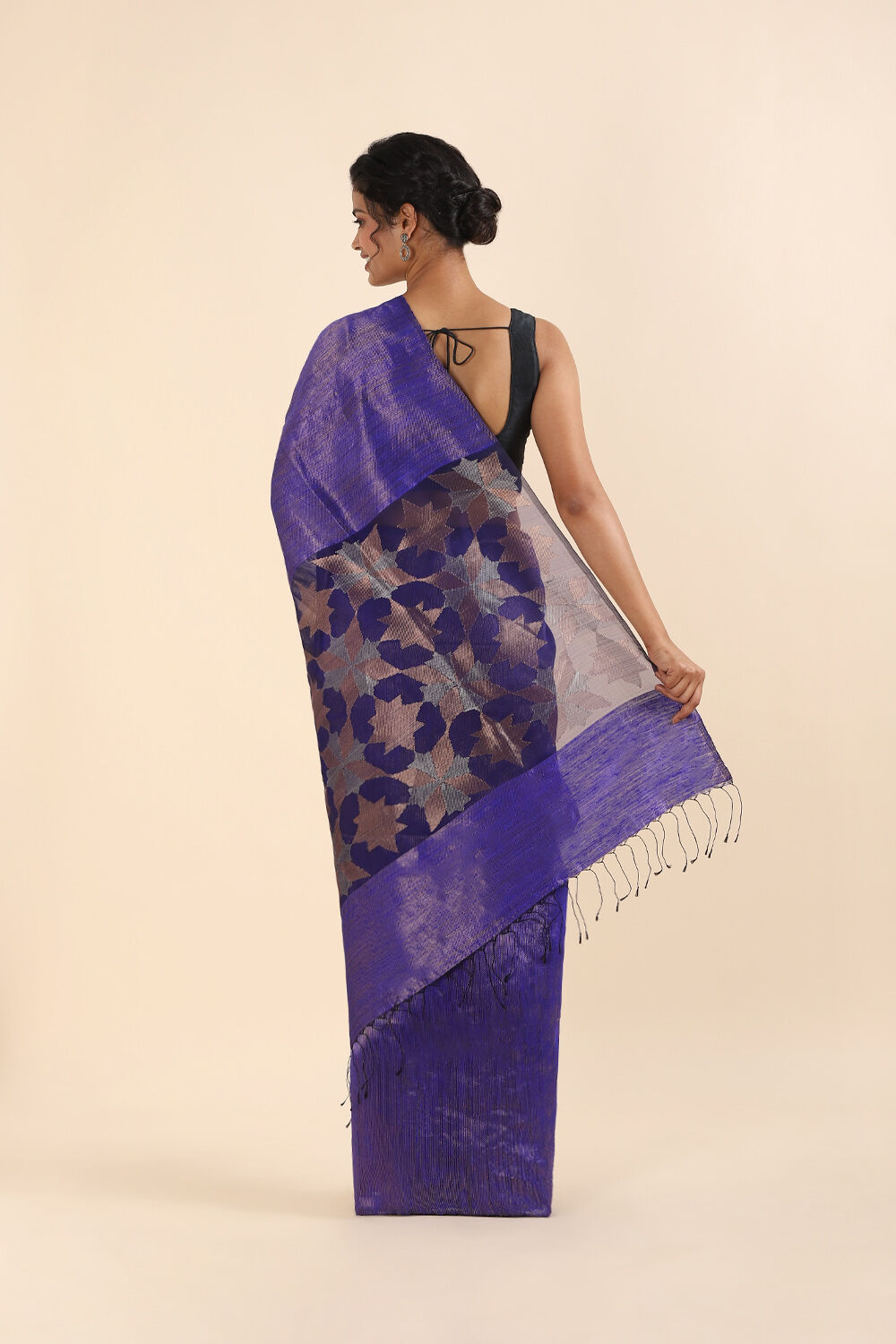 Blue Pure Silk Vanya Jamdani Saree image number null