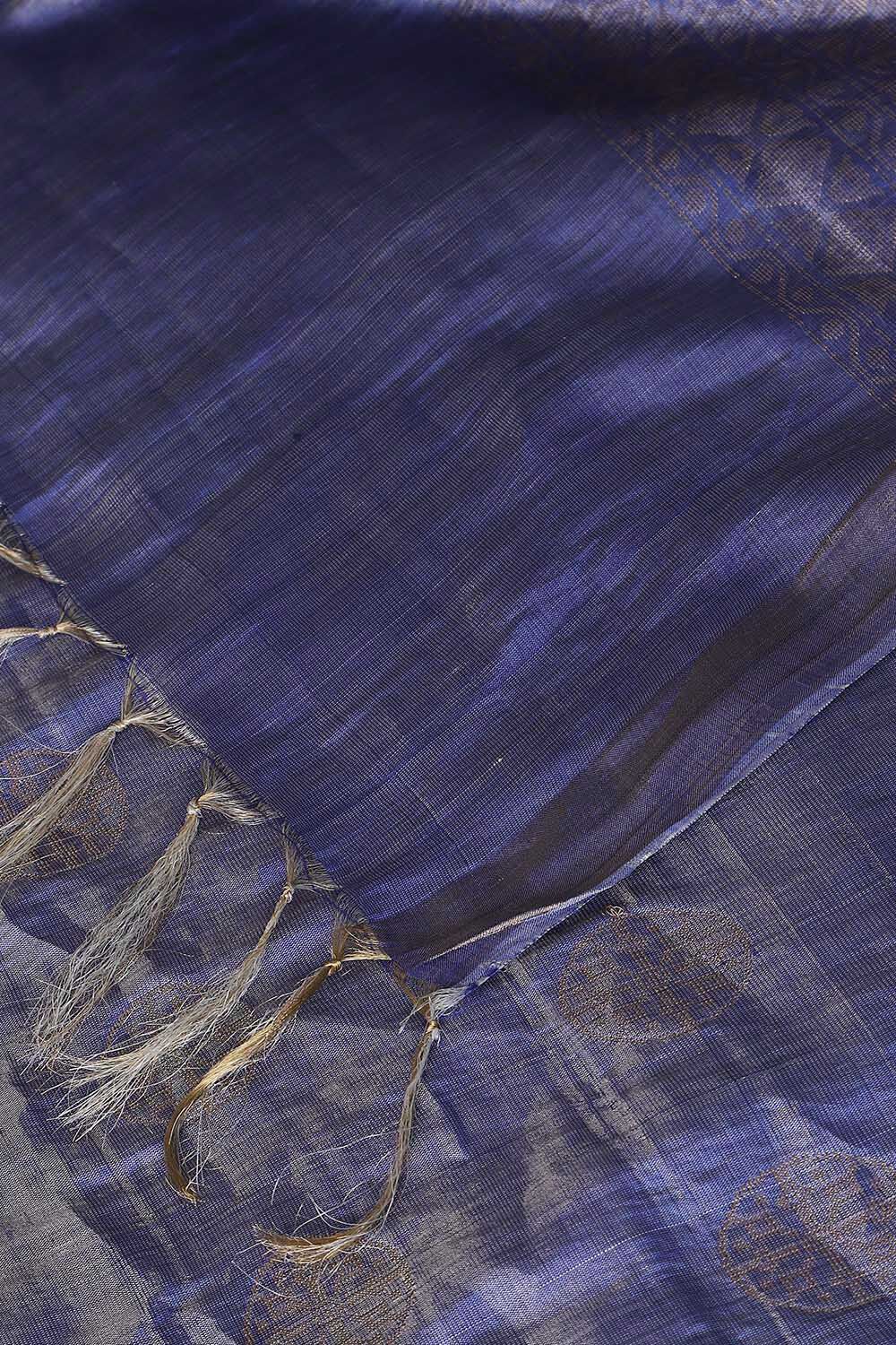 Blue Pure Tussar Silk Woven Saree image number null