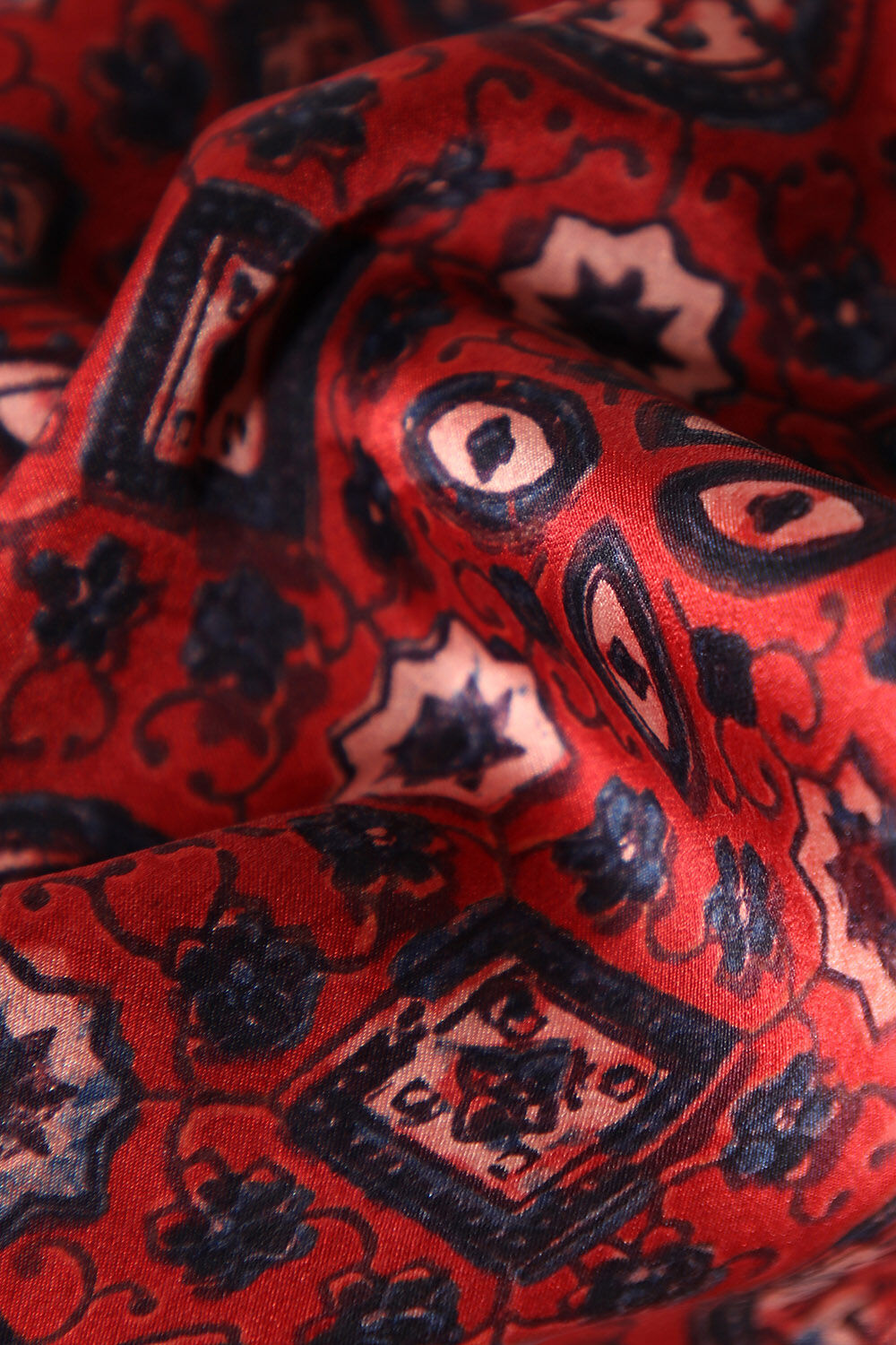 Dark Red Pure Silk Ajrakh Printed Saree image number null