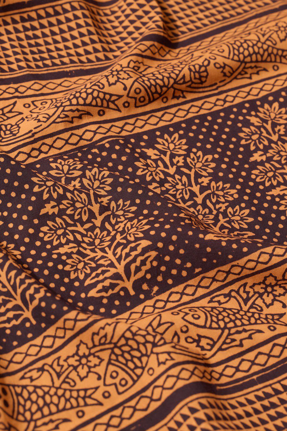 Yellow Bagh Block Printed Pure Cotton Saree image number null