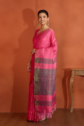 Pink Bhagalpur Woven Pure Tussar Silk Saree thumbnail image number null