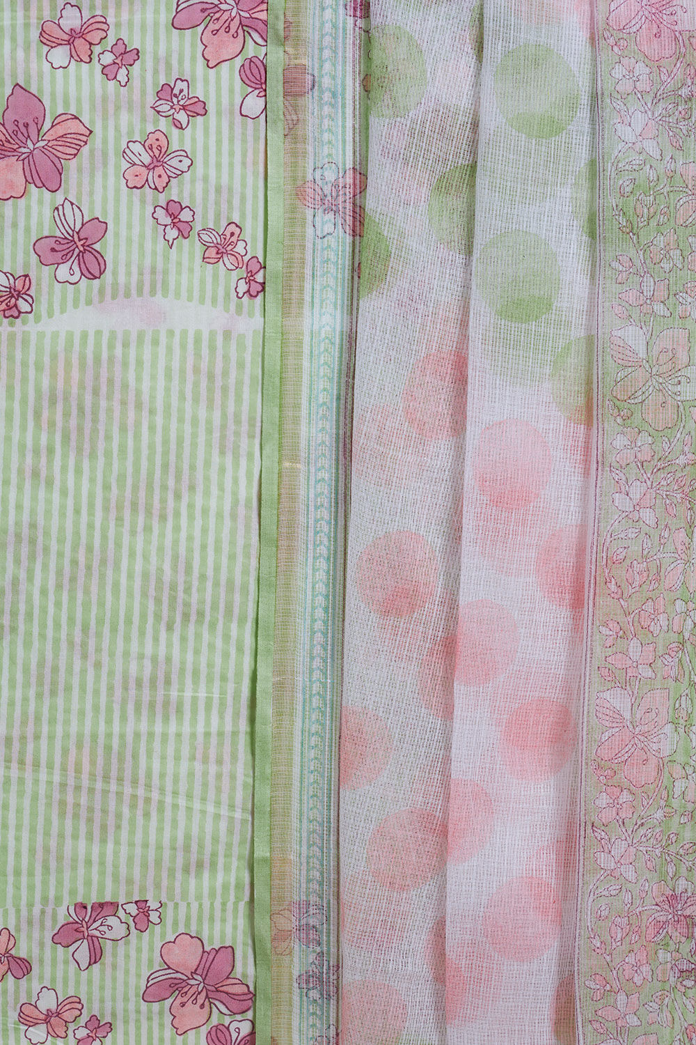 Light Green Pure Cotton Printed Sanganeri Suit Set image number null