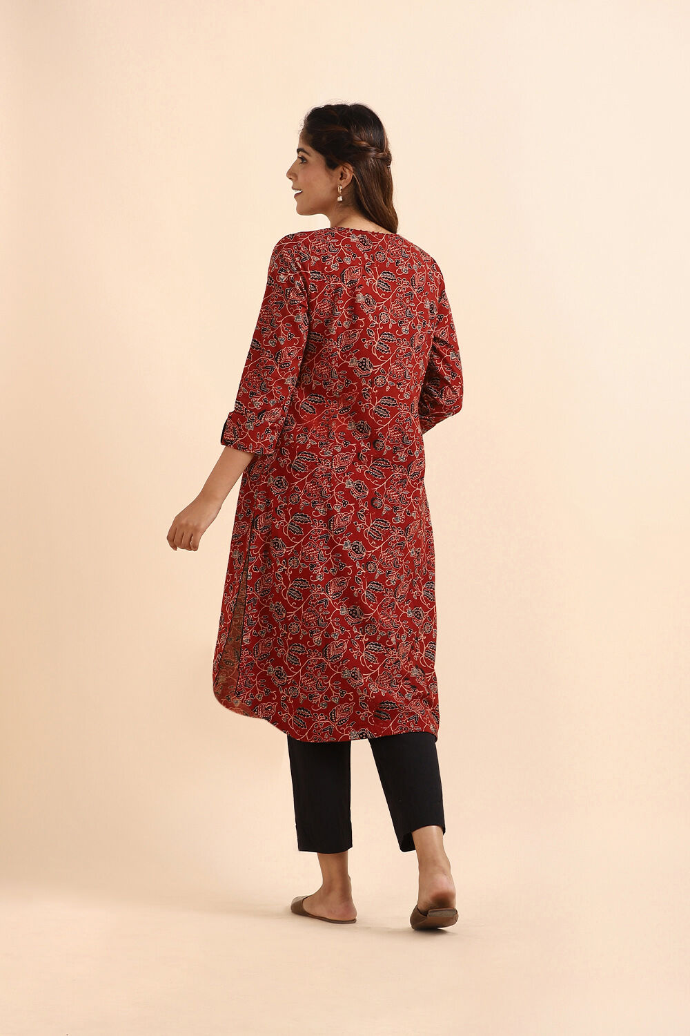 Red Ajrakh Block Printed Cotton Kurta image number null