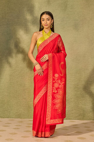 Red Woven Pure Viscose Saree thumbnail image number null