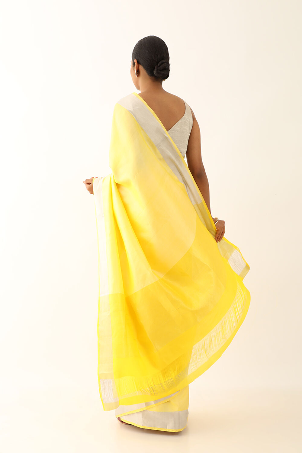 Light Yellow Woven Pure Soft Silk Saree image number null