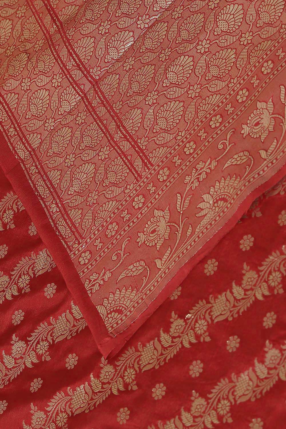Red Pure Silk Banarasi Saree image number null