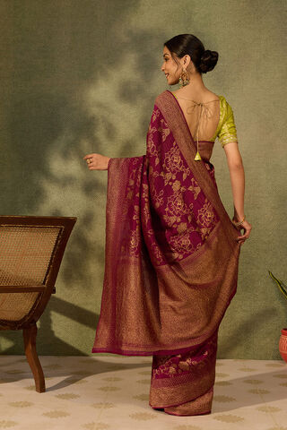 Purple Woven Pure Viscose Saree thumbnail image number null