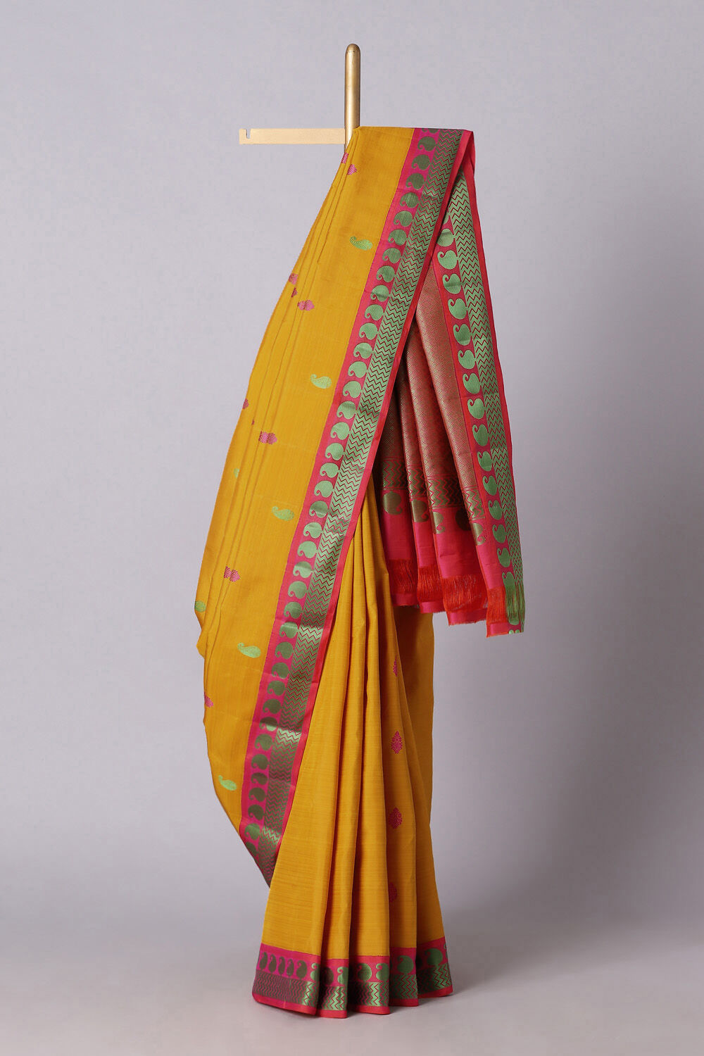 Yellow Pure Silk Kanjivaram Saree image number null