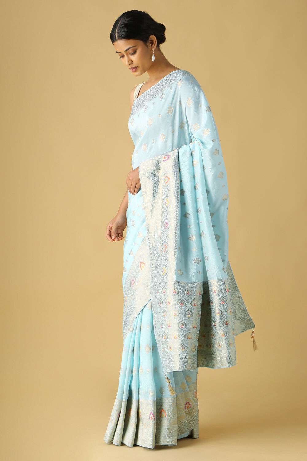 Light Blue Viscose Luxe Woven Saree image number null