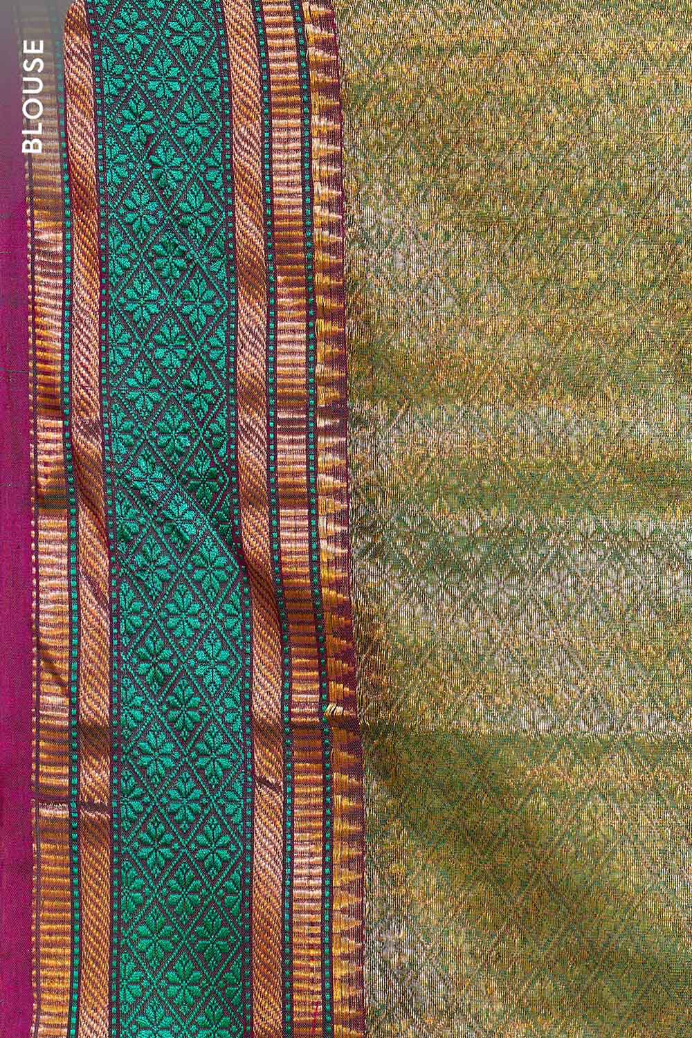 Pink Brocade Pure Silk Cotton Maheshwari Saree image number null