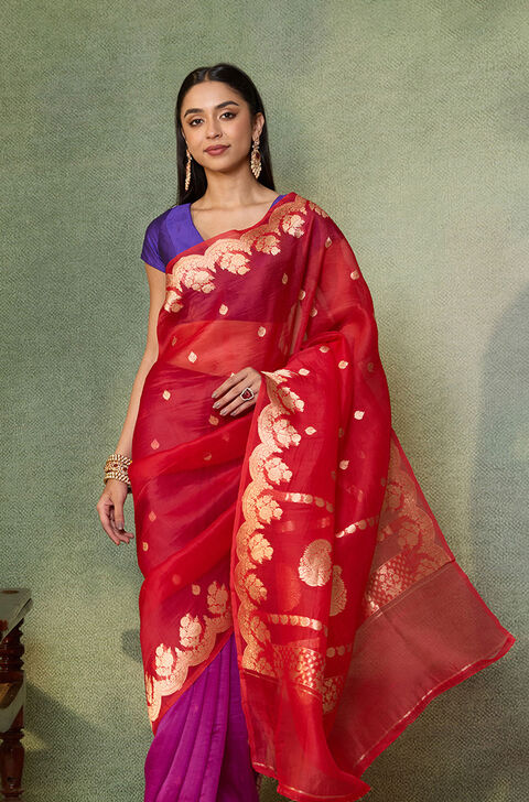 Multi Pure Silk Organza Kadwa Banarasi Saree