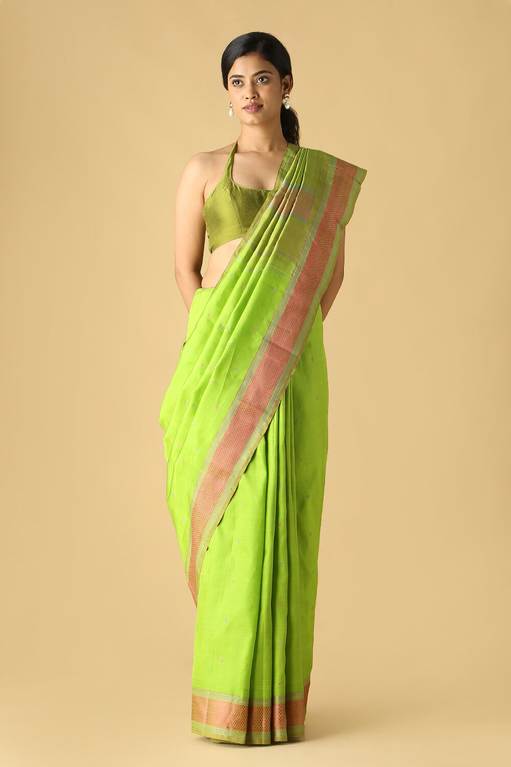 Light Green Pure Silk Kanjivaram Saree image number null