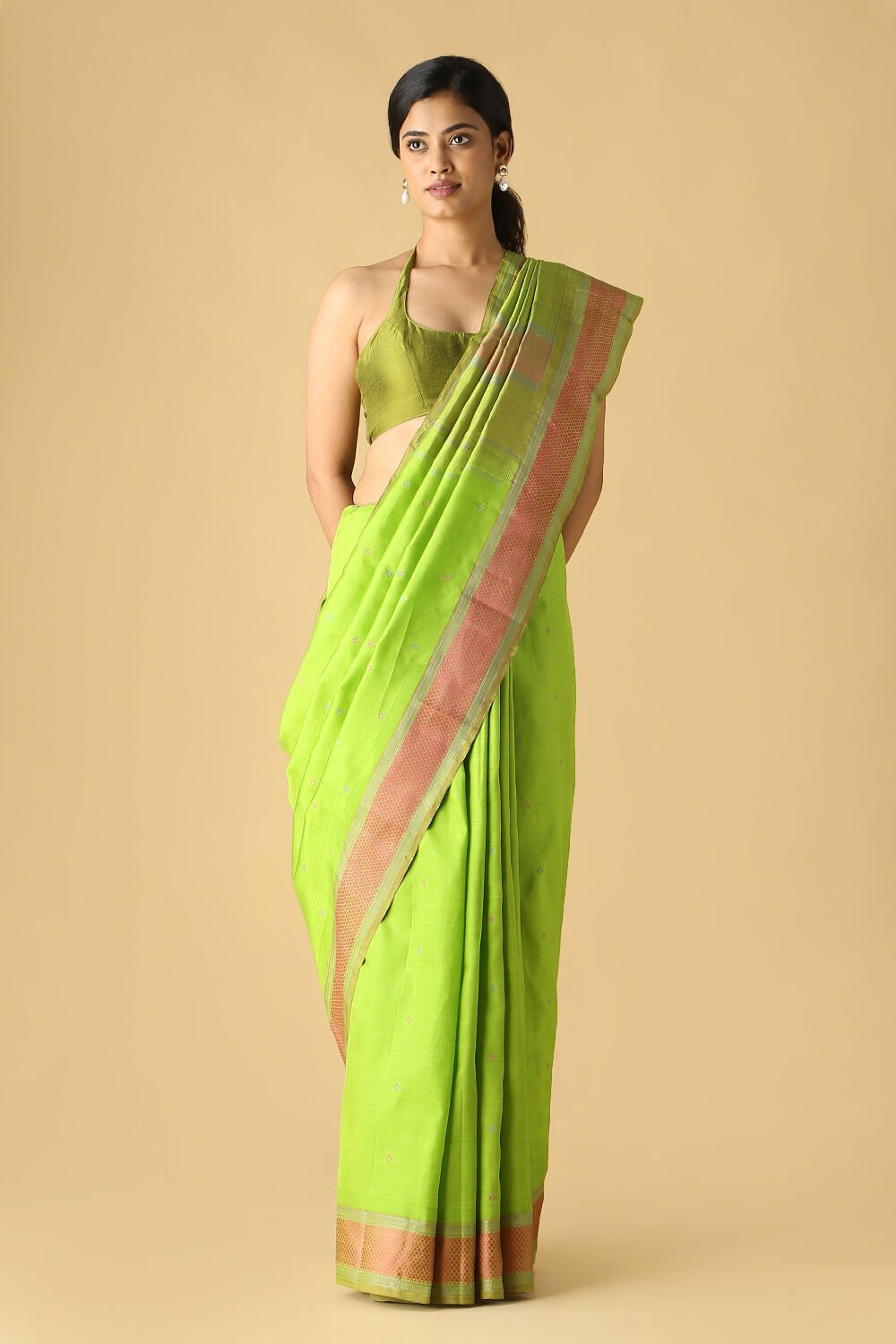 Light Green Pure Silk Kanjivaram Saree image number null
