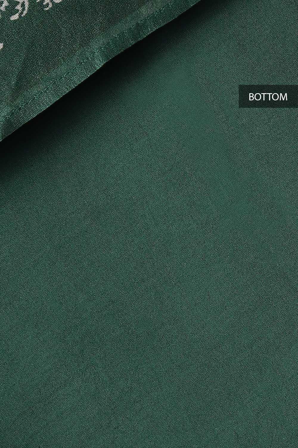 Dark Green Embroidered Silk CottonUnstitched Suit Set image number null