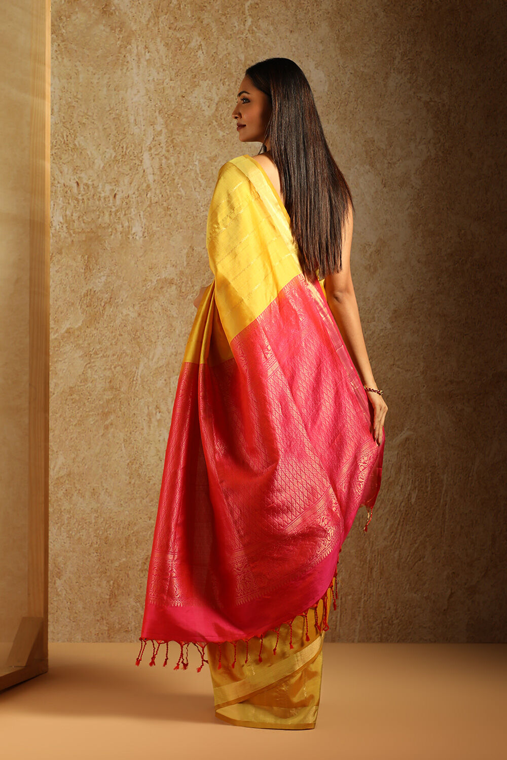 Yellow South Pure Silk Woven Saree image number null