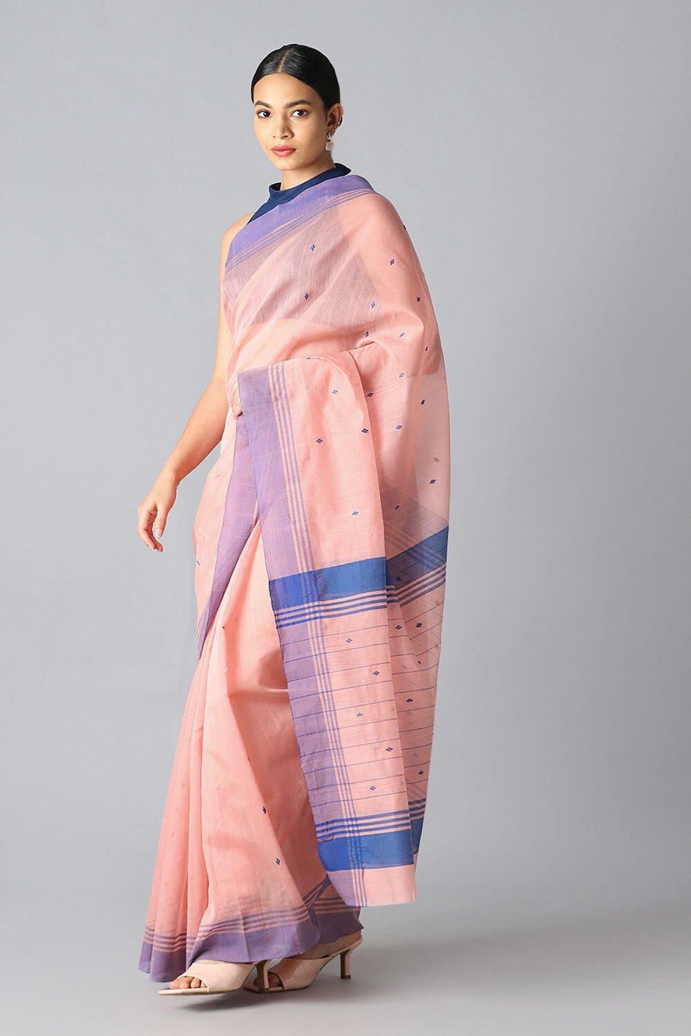 Light Orange Pure Silk Cotton Chanderi Saree image number null