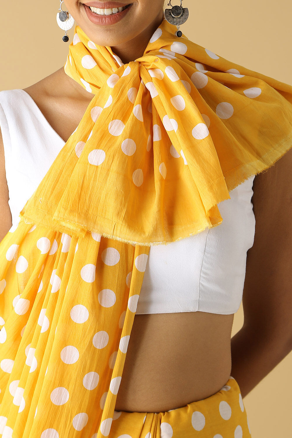 Yellow Pure Cotton Printed Saree image number null