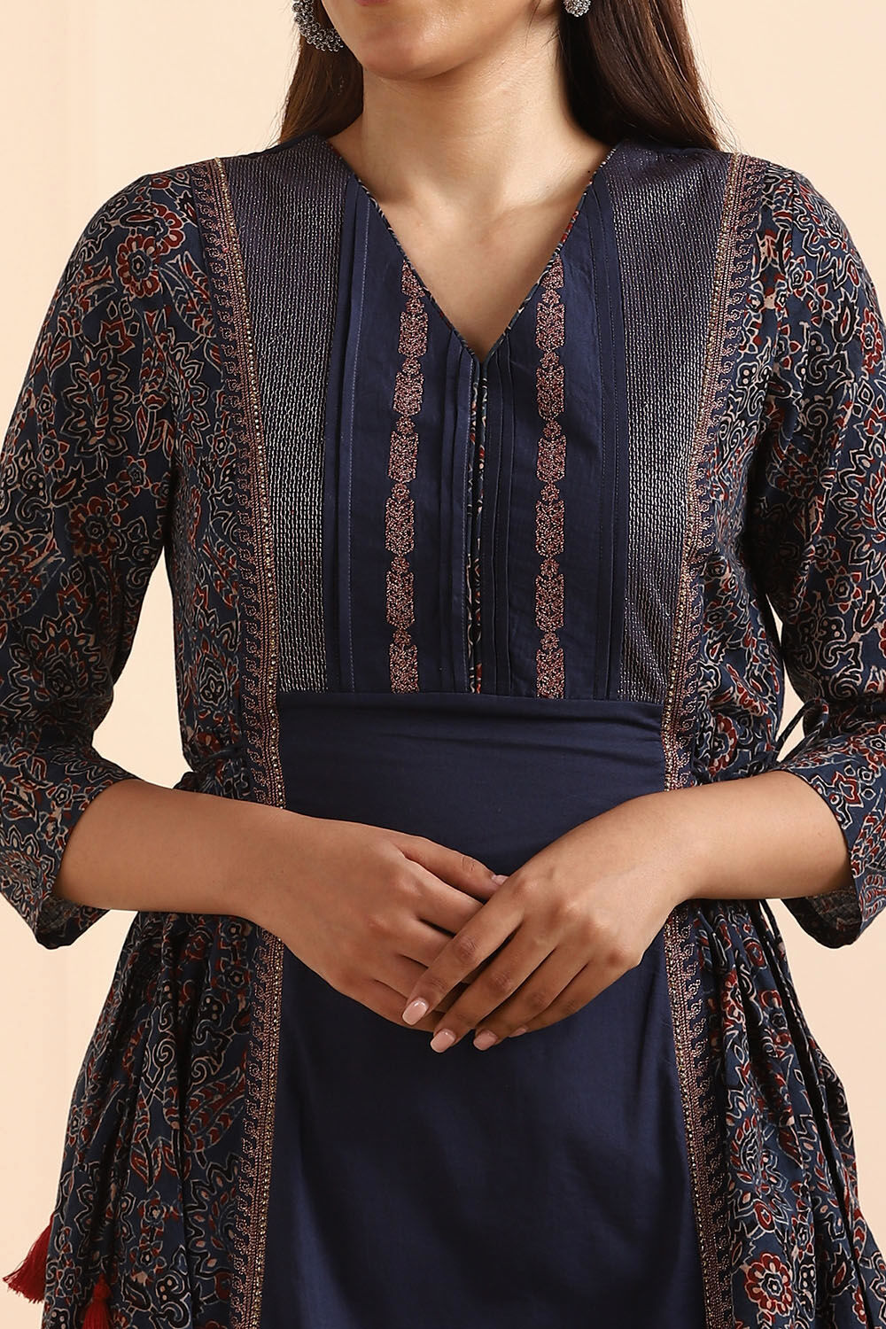Blue Ajrakh Block Printed Cotton Kurta image number null