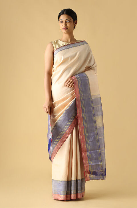Beige Pure Silk Kanjivaram Saree