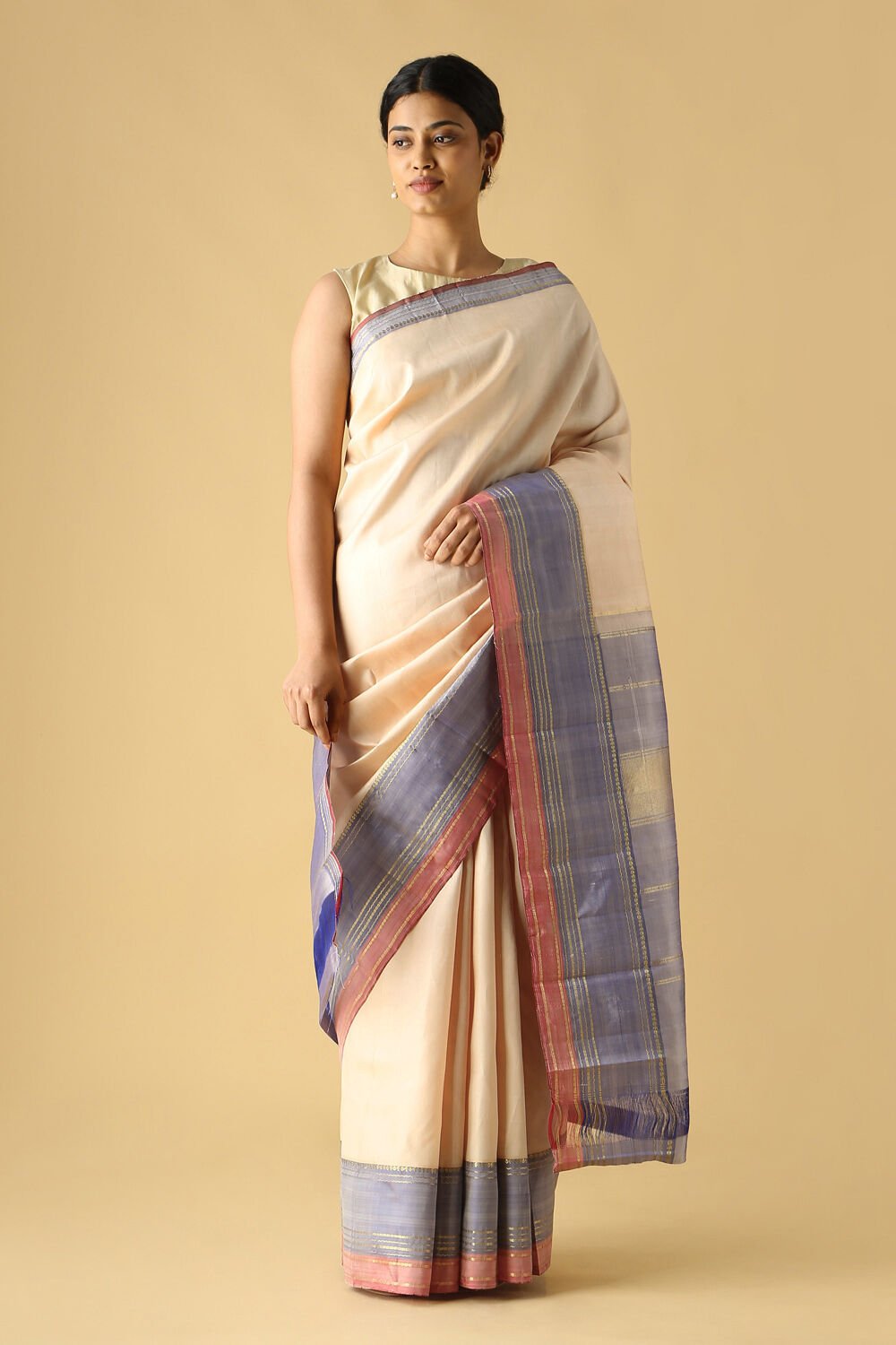Beige Pure Silk Kanjivaram Saree image number null