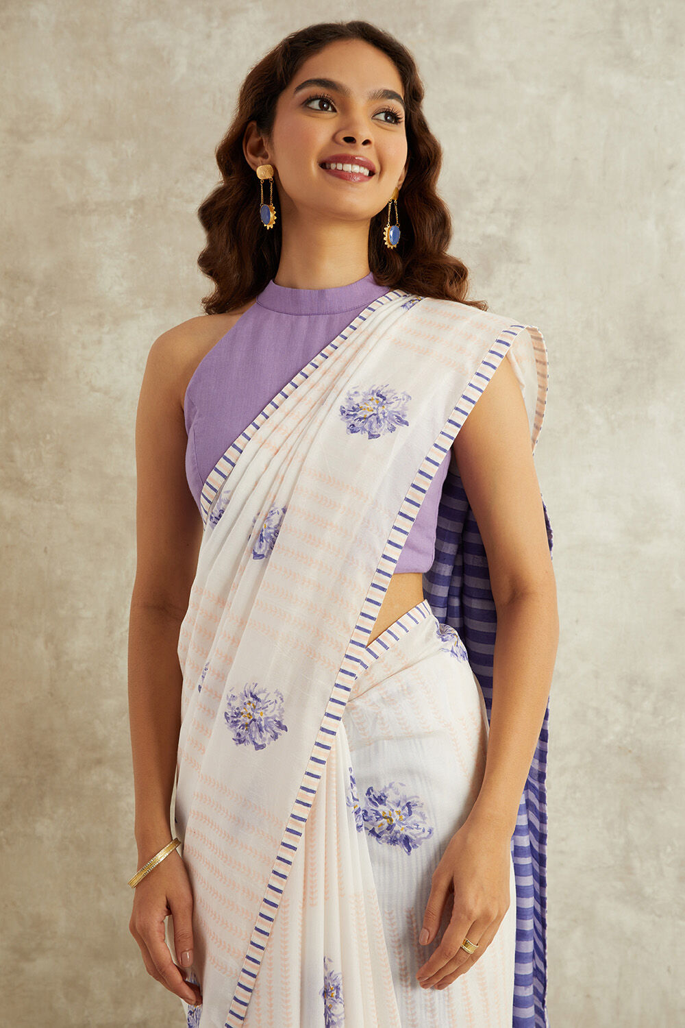 Orange Block Printed Viscose Luxe Rajasthan Saree image number null