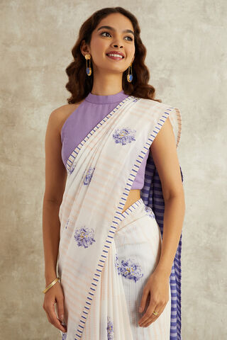 Orange Block Printed Viscose Luxe Rajasthan Saree image number