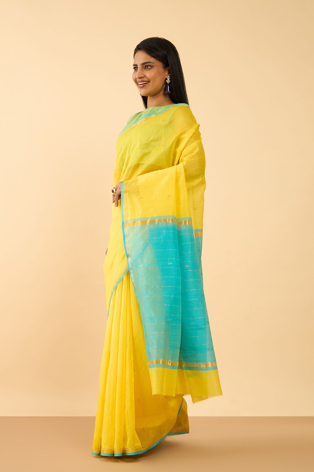 Yellow Embroidered Pure Silk Cotton Saree image number null
