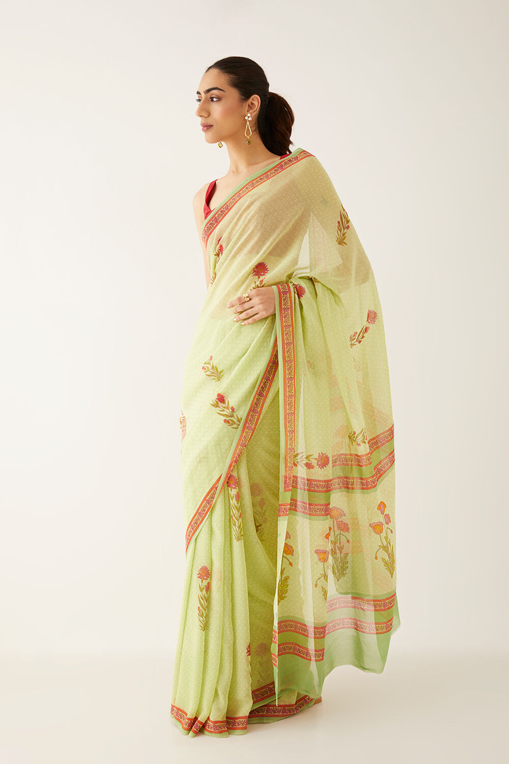 Light Green Viscose Georgette Printed Saree image number null